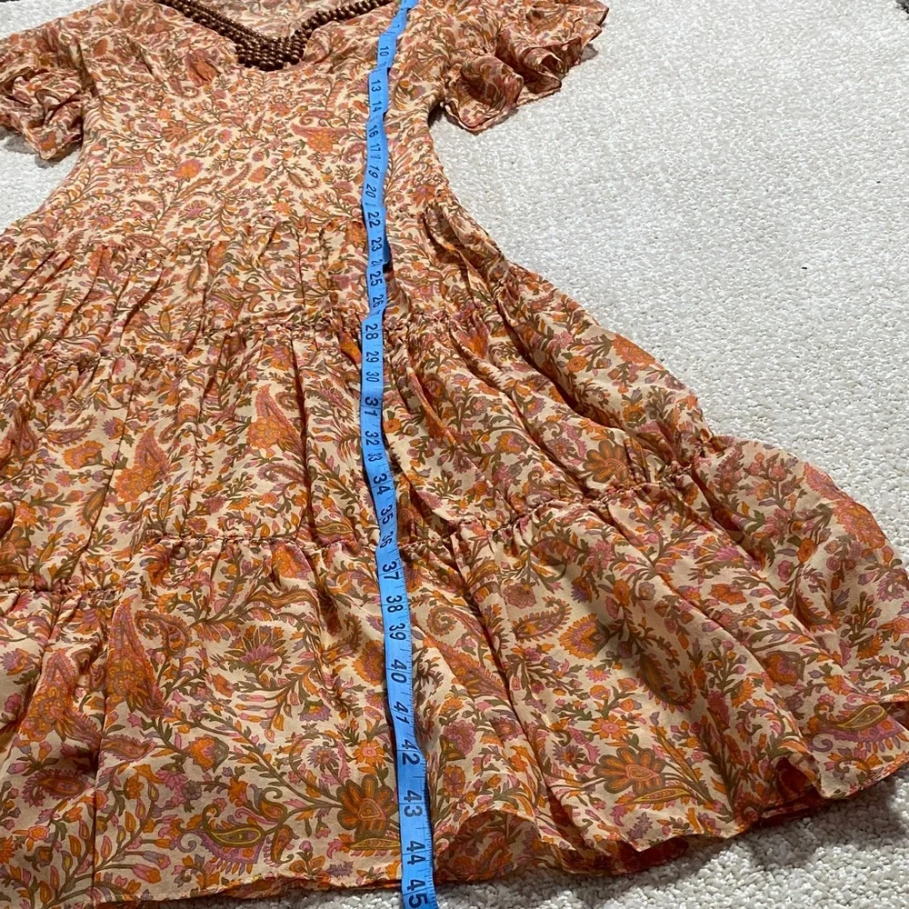 Adrianna Papell Orange and Brown Midi Dress vintage Size 6 100% Silk & poliéster - Picture 14 of 16